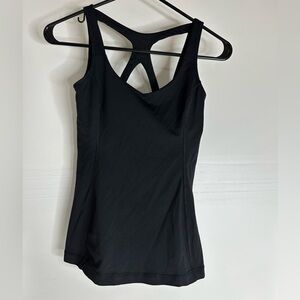 Lululemon Strappy Tank Womens 4 Black Running Gym Tanktop Workout Shelf Bra.